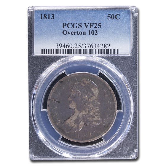1813 Capped Bust Half Dollar VF-25 PCGS (Overton 102) 1813 Capped Bust Half Dollar VF-25 PCGS (Overton 102)